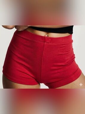 Ribbed Modal Sleep Shorts Red L